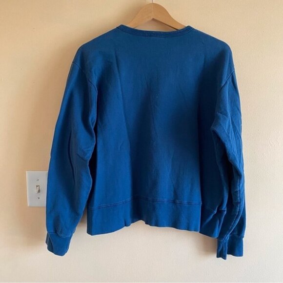 Vintage BOCA Cropped Sweatshirt Womans Large Blue Logo 100% Cotton Oversized 90s - Picture 3 of 16